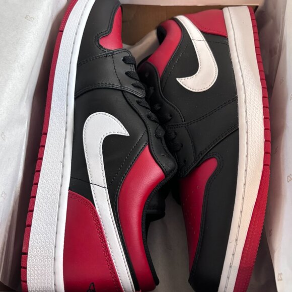 NEW Nike Air Jordan 1 Low Shoes Men\'s Size 13 Black/Gym Red-White 553558-066 main image 9
